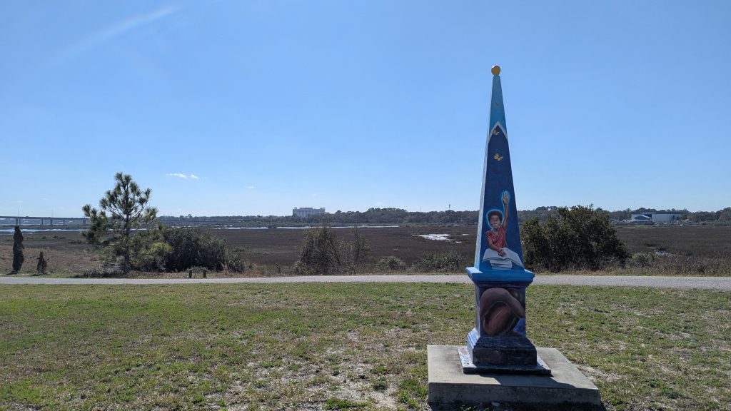An obelisk from the 460 Obelisk Project at Robert B. Hayling Park.