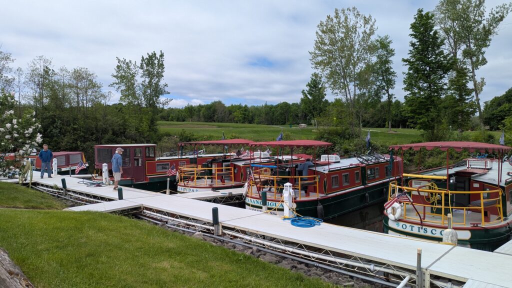 Macedon Landing marina in western New York is where the rental houseboats from Erie Canal Adventures moor overnight.