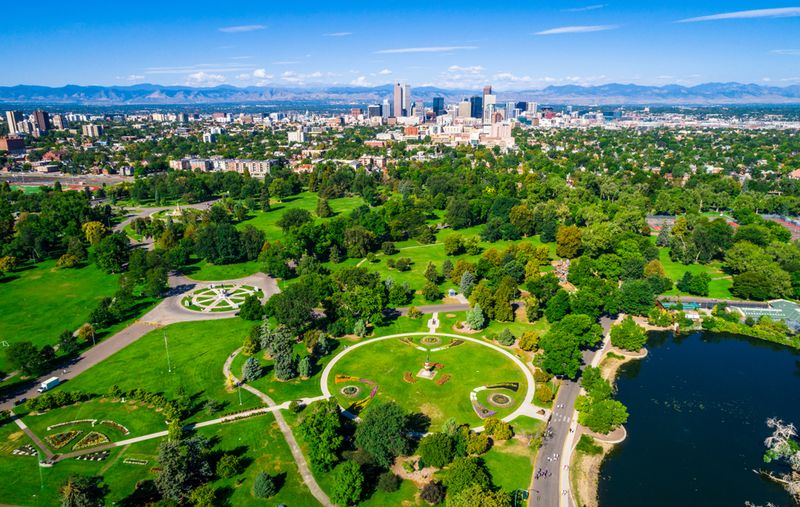 City Park in Denver with Mountain Views