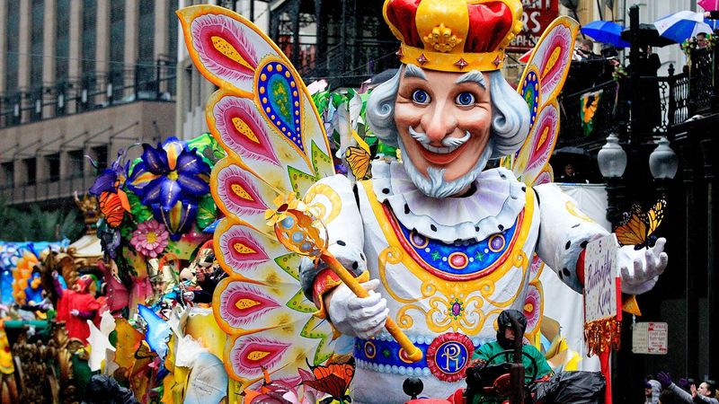 Mardi Gras Parades With Floats and Costumes