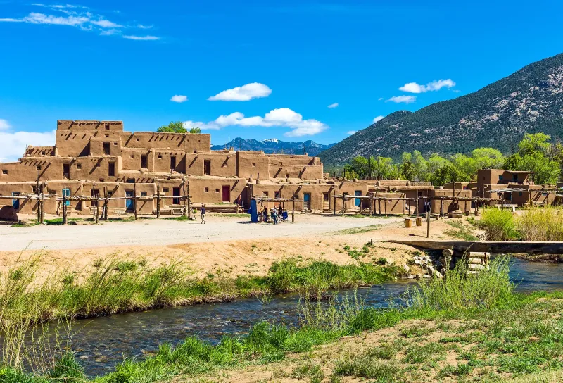 Taos Pueblo With Sunlit Adobe Walls
