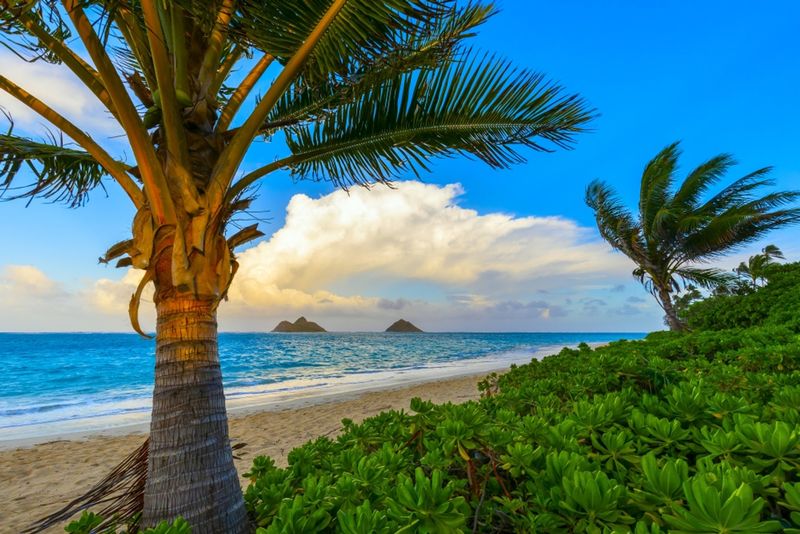 Lanikai Beach on Oahu for Calm Waters and Islands View