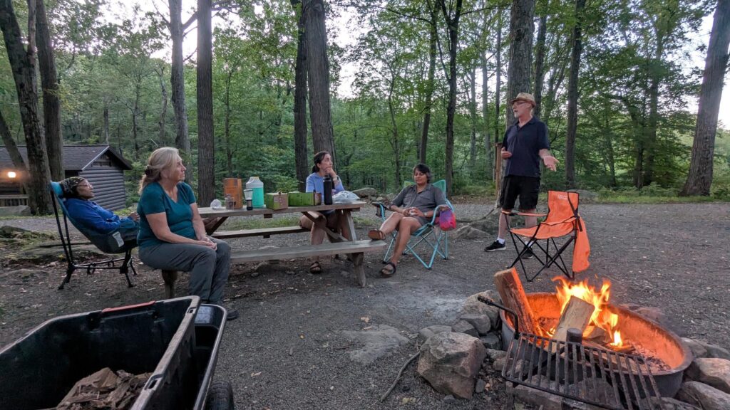 Our Happy Hour campfire at Harriman AMC Outdoors Center in New York.