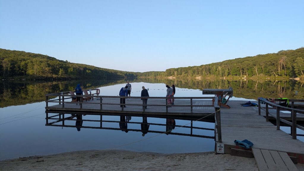 Practicing Tai Chi on the shores of Breakneck Lake in Harriman State Park.