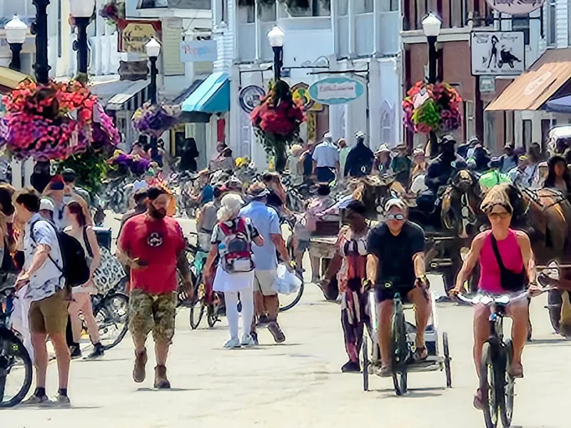 Mackinac Island's Main Street During Peak Season
