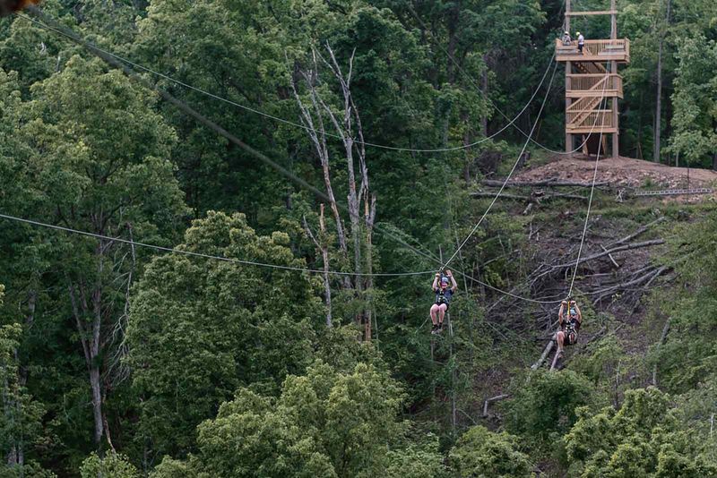 The RedTail Racers zipline at Heritage Farm Adventure Park