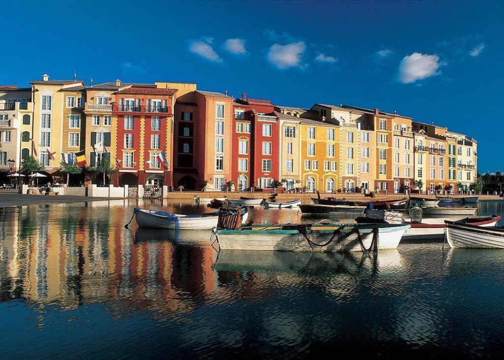 The east harbor at Portofino Bay, a Loew's Hotel at Universal Orlando Resort. 