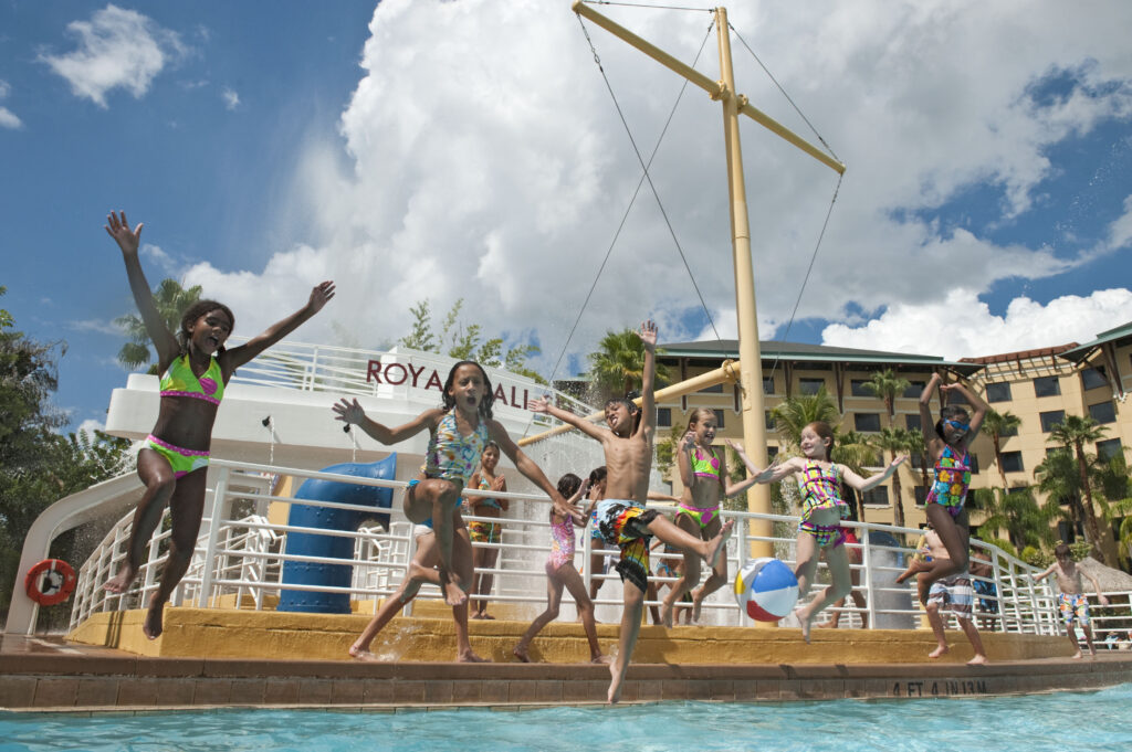 The lagoon pool makes a day at the Loew's Royal Pacific Resort just as fun as visiting the themeparks. Photo c. Universal Orlando Resort