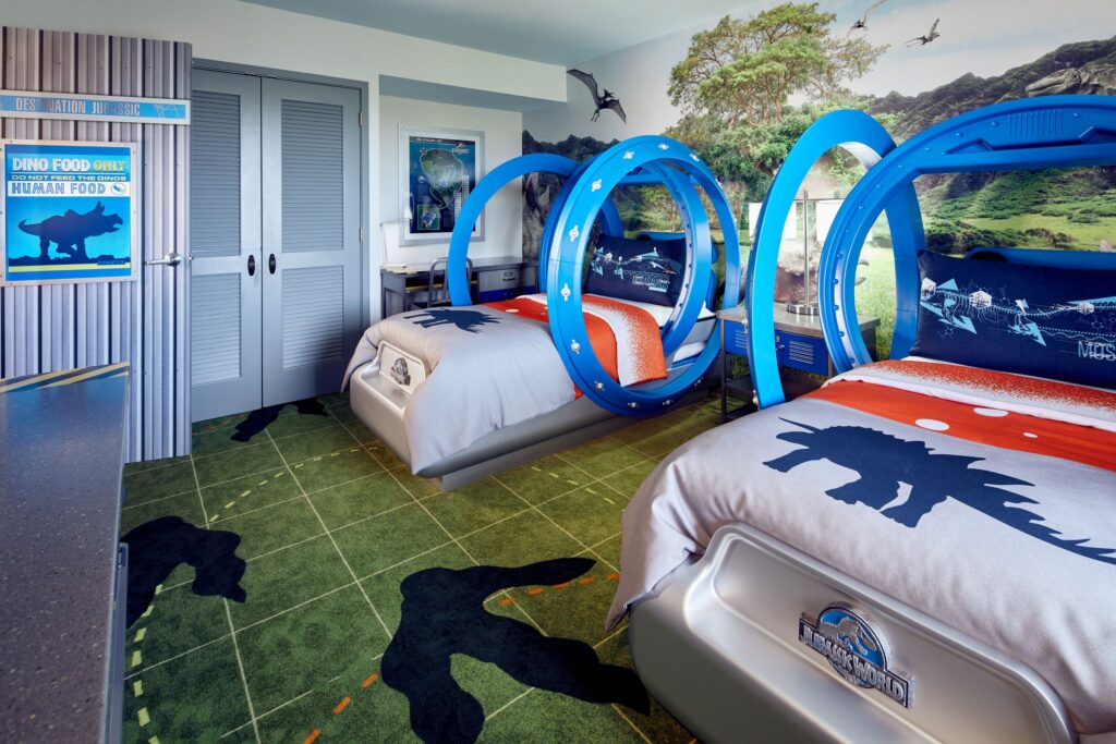 Jurassic World Kids Suite is a favorite at the Loews Royal Pacific. Photo c. Universal Orlando Resort