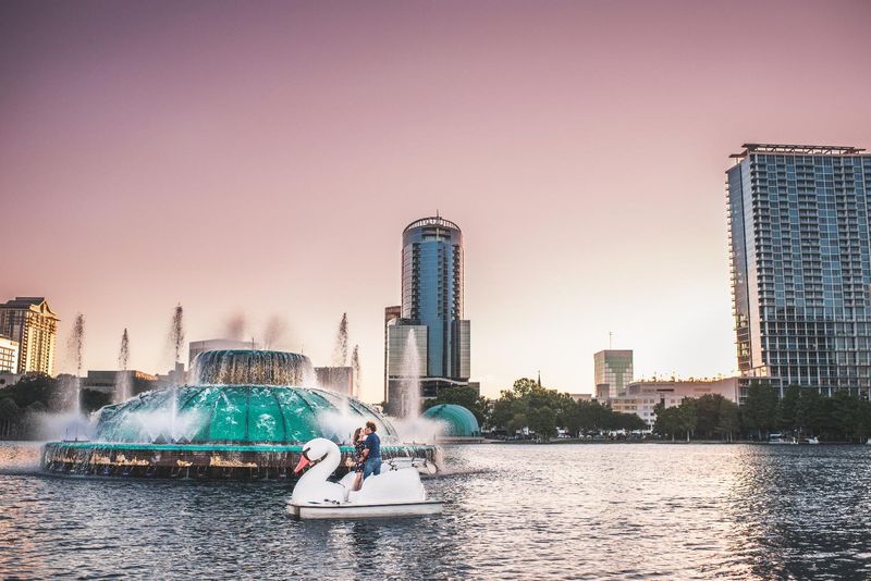 Lake Eola Park: Iconic Swan Boats and Downtown Views