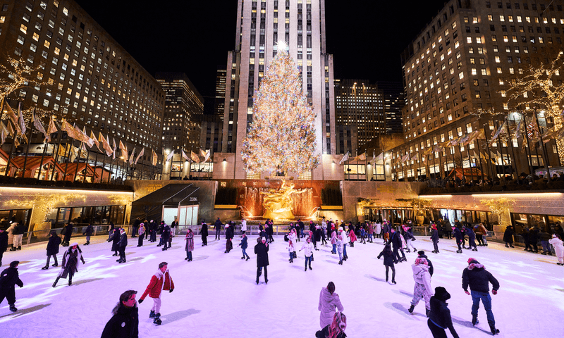 Rockefeller Center Viewed from the Ice Rink Level