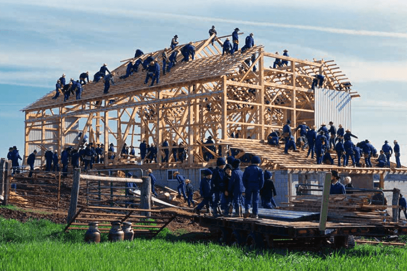 Amish Barn Raising Community Celebrations
