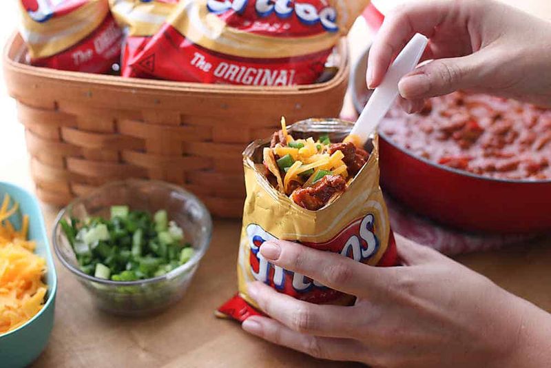 Frito Pie Served in the Bag