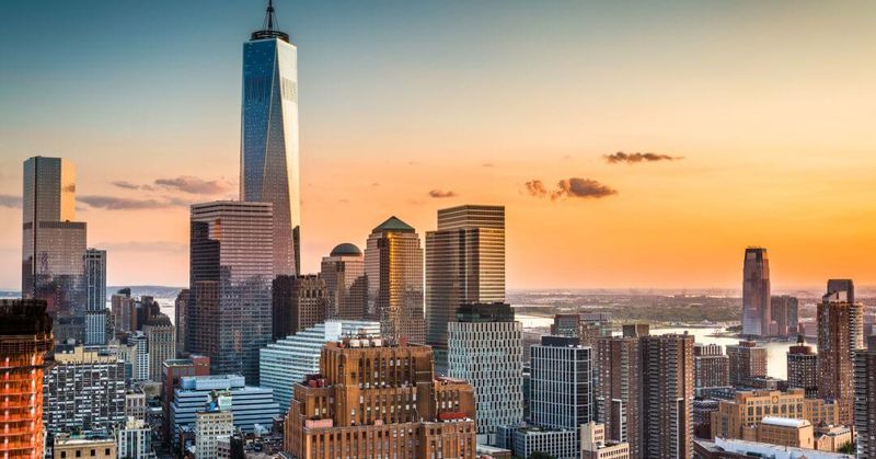 One World Trade Center Rising Through Lower Manhattan Streets