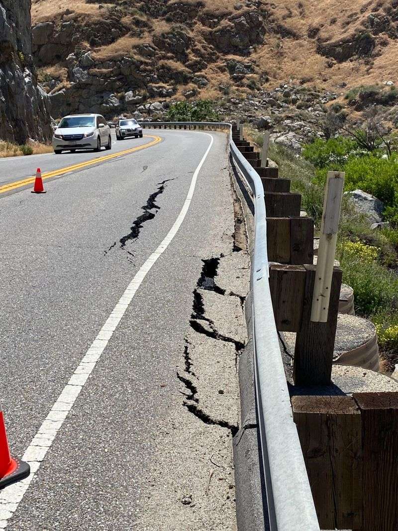 Sections of the Road Impacted by Power Line Damage