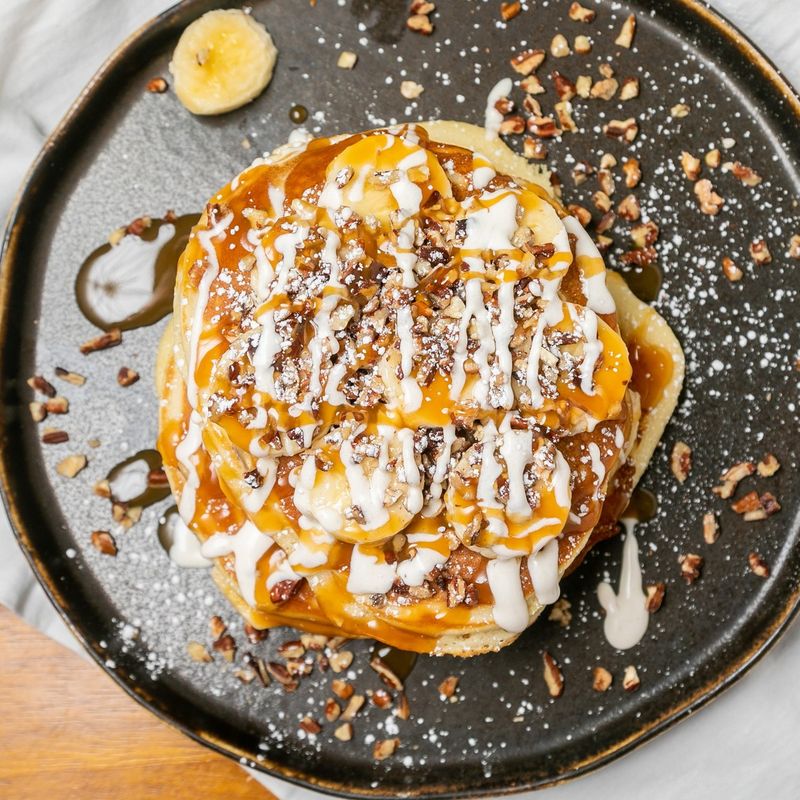 Banana Walnut Caramel Pancakes That'll Make You Weak in the Knees