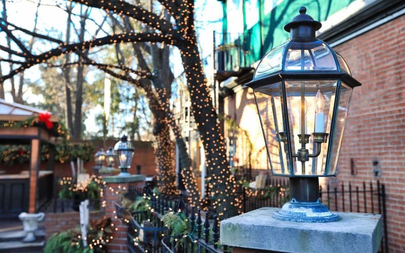 Gas Lamps Glowing Through Winter Evenings