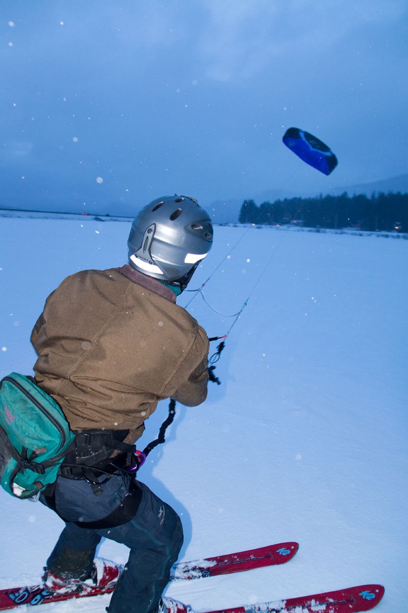 Snow Kiting Across Frozen Lakes Near Anchorage