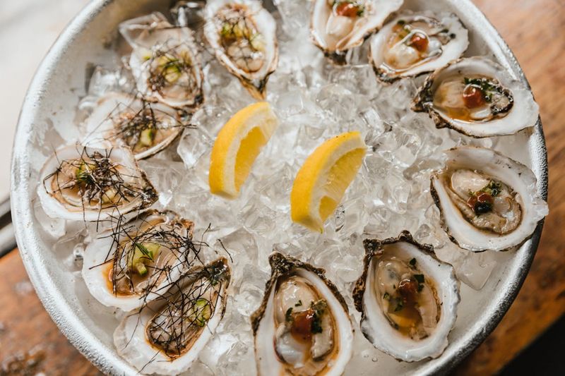Freshly Shucked Oysters on Ice