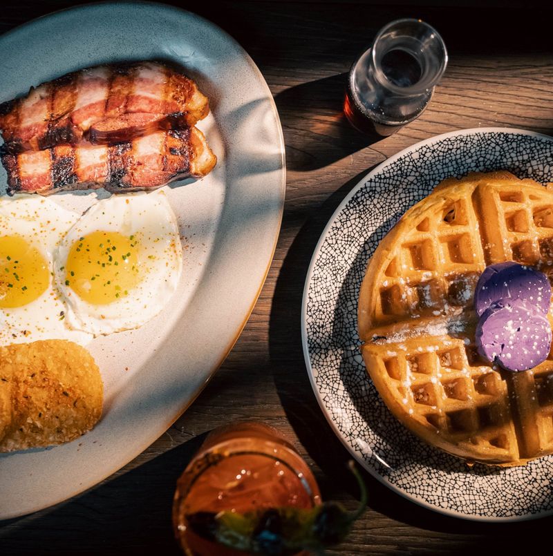Waffle station and the sweet-savory balance