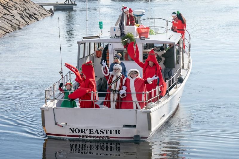Santa Arrives by Lobster Boat
