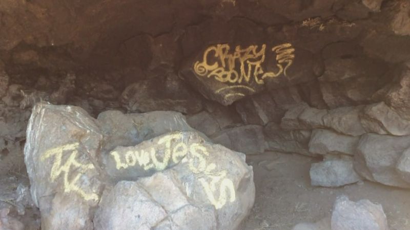 Vandalized Petroglyphs at Petroglyph National Monument
