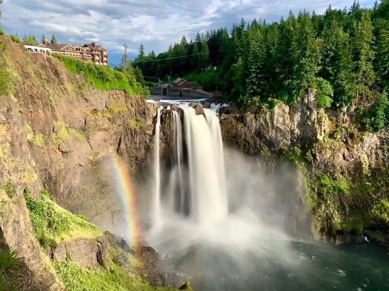 Snoqualmie Falls Framed by Ice and Cold River Air