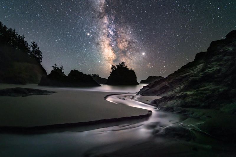 Harris Beach State Park - Sea Stacks Under Starry Skies