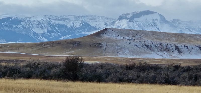 Choteau Framed by Rolling Prairie and Chilly Air