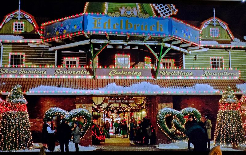 Historic Main Street Lined With Twinkling Lights