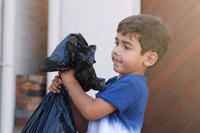 Children can’t take out trash containing empty alcohol bottles
