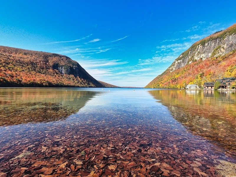 Towering Mountains Shield the Water from Wind