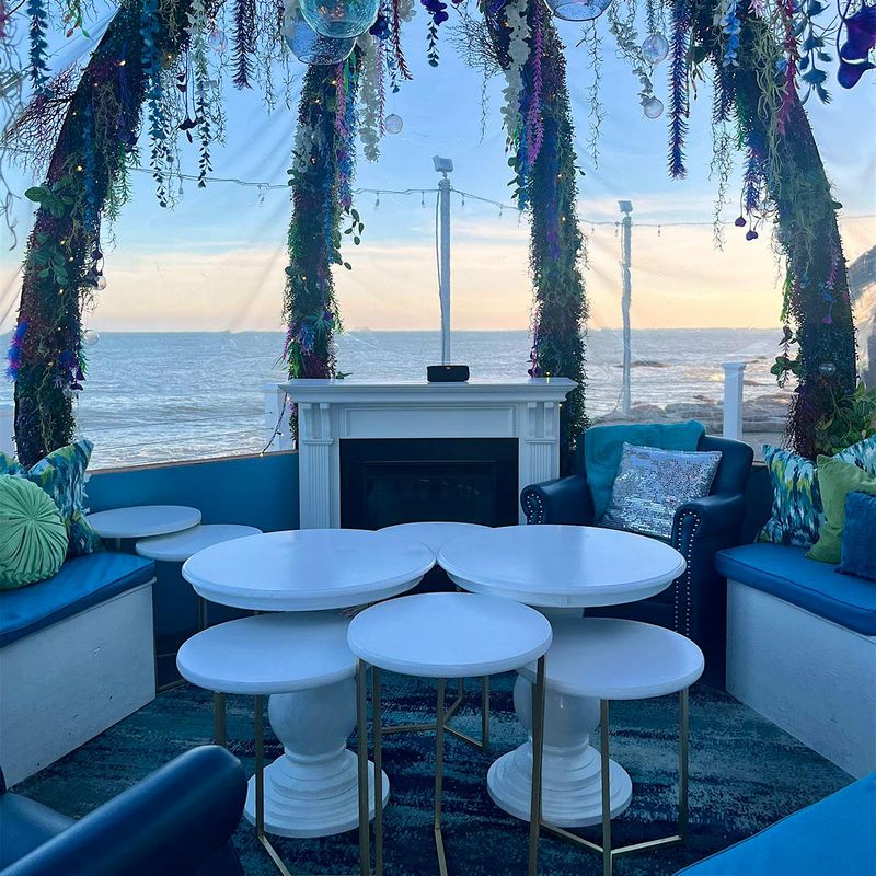A Rhode Island Grill Framed by Crashing Waves