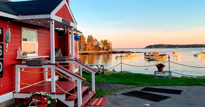 A Tiny Shack Sitting Beside a Quiet Maine Harbor