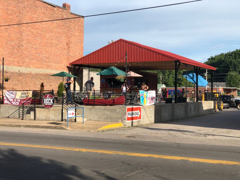 Main Street Framed by Historic Storefronts