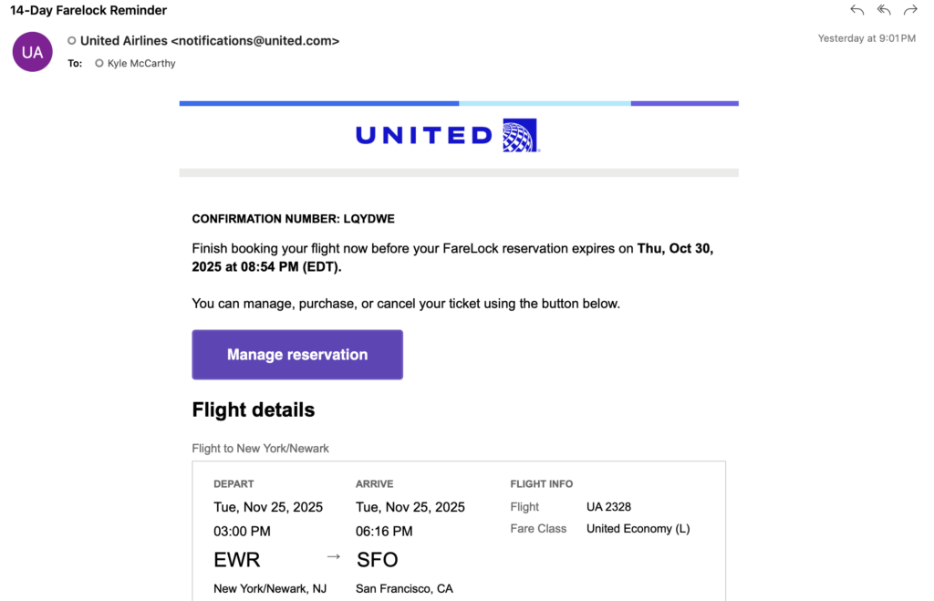 The Fare Lock program at United Airlines makes it possible to preserve a cheap airfare while shopping some more. 