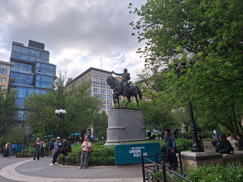 The Historic Dewey Monument Adorned for the Season