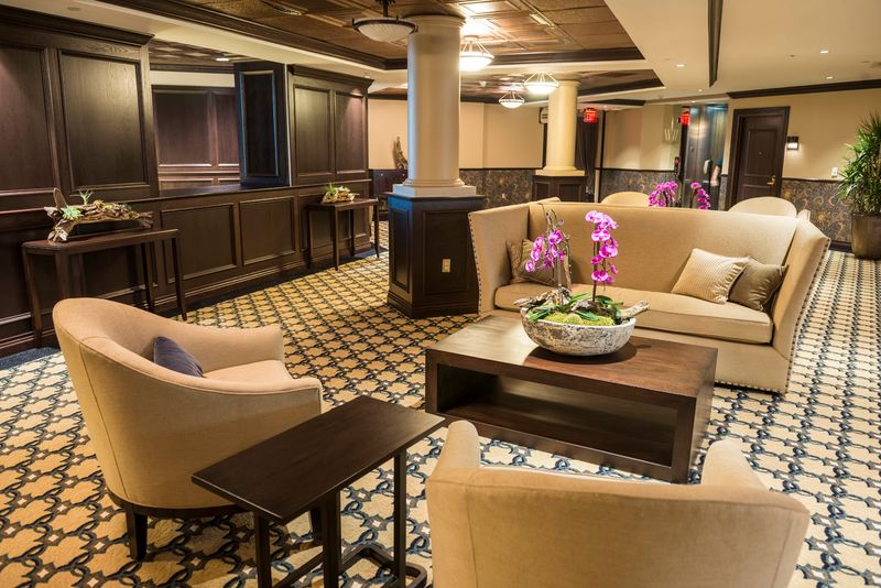 The Artesian office lobby seating, a quiet community hub