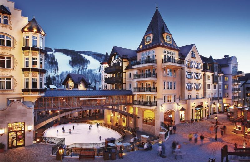 Vail Ski Resort Nighttime Village Return