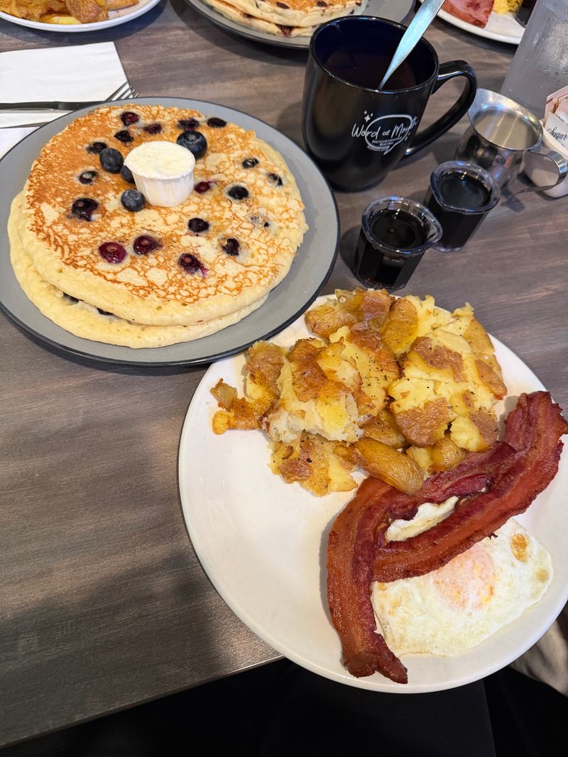 Cinnamon Roll Pancakes the Size of Dinner Plates