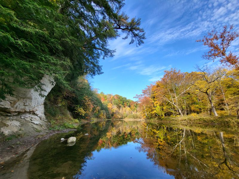 Sugar Creek's Winding Waters Creating Perfect Reflections