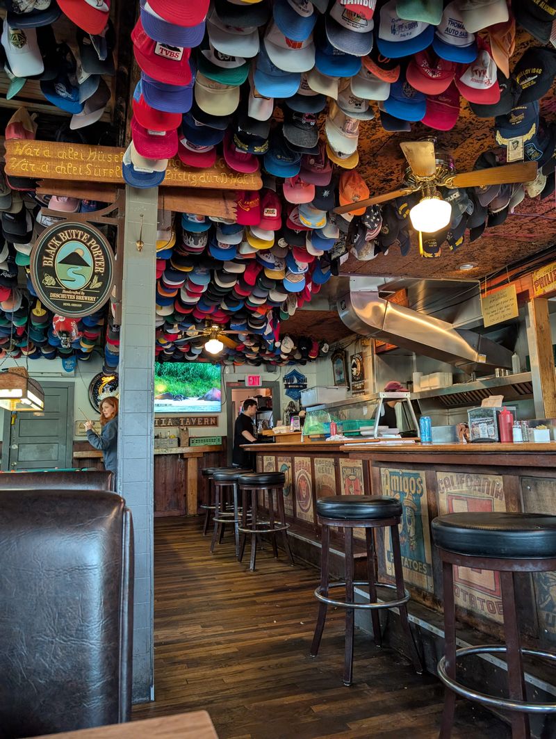 A Ceiling Covered in Over 1,000 Baseball Caps