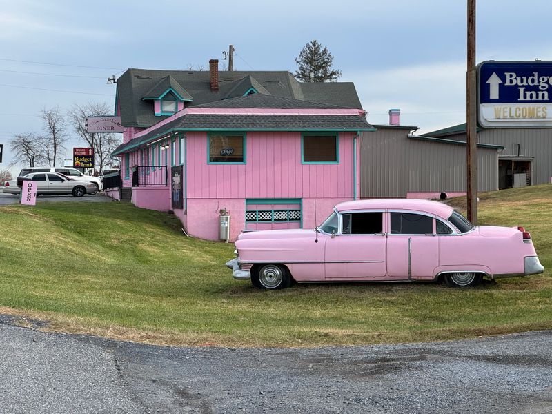 The Iconic Pink Cadillac Out Front