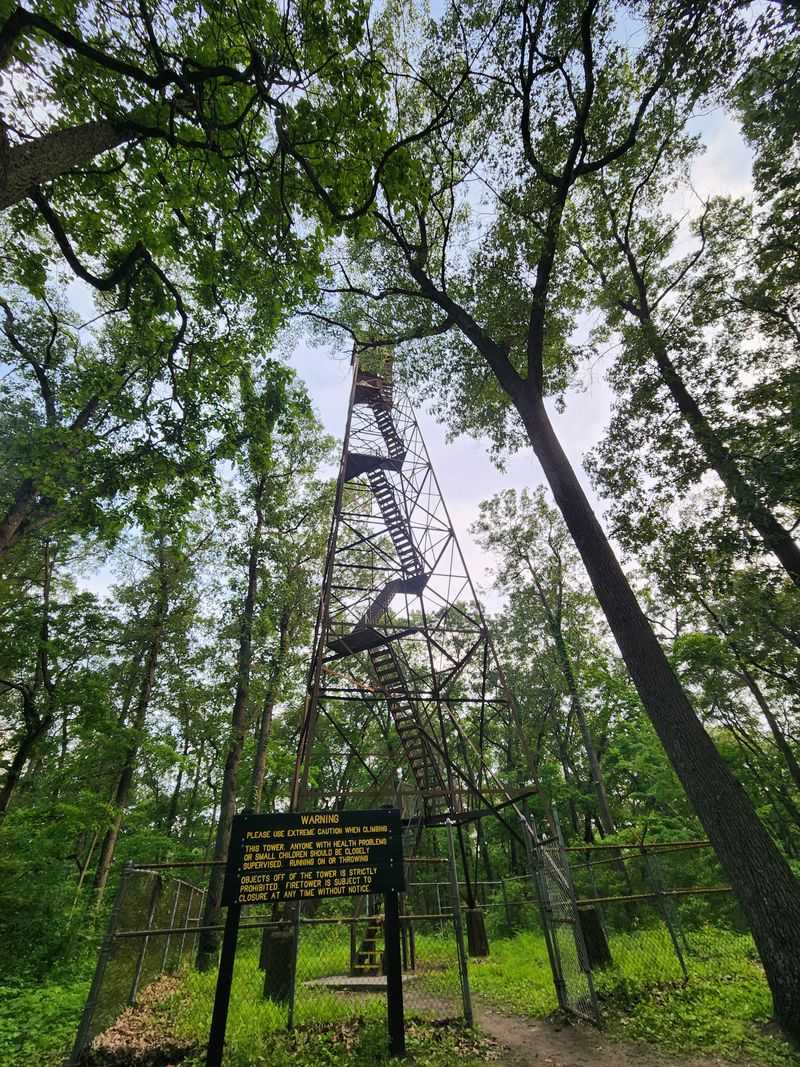 Fire Tower Provides Elevated Viewing Platform Above Treeline