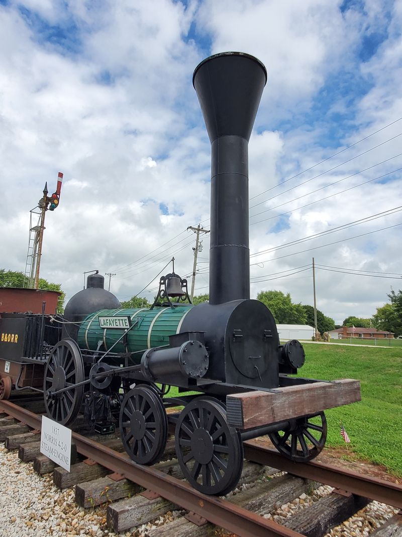 Replica Norris 4-2-0 Steam Locomotive and Historic Train Cars