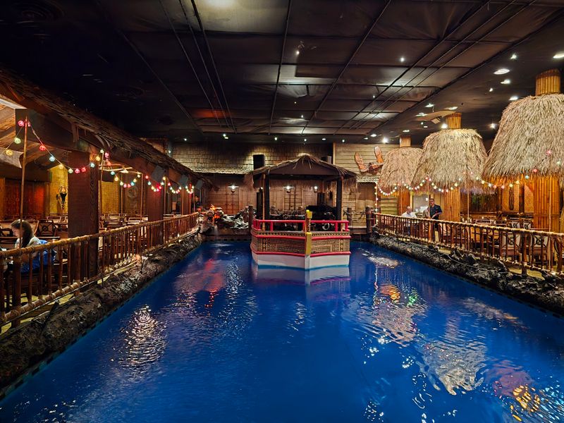 An Indoor Lagoon With A Floating Stage