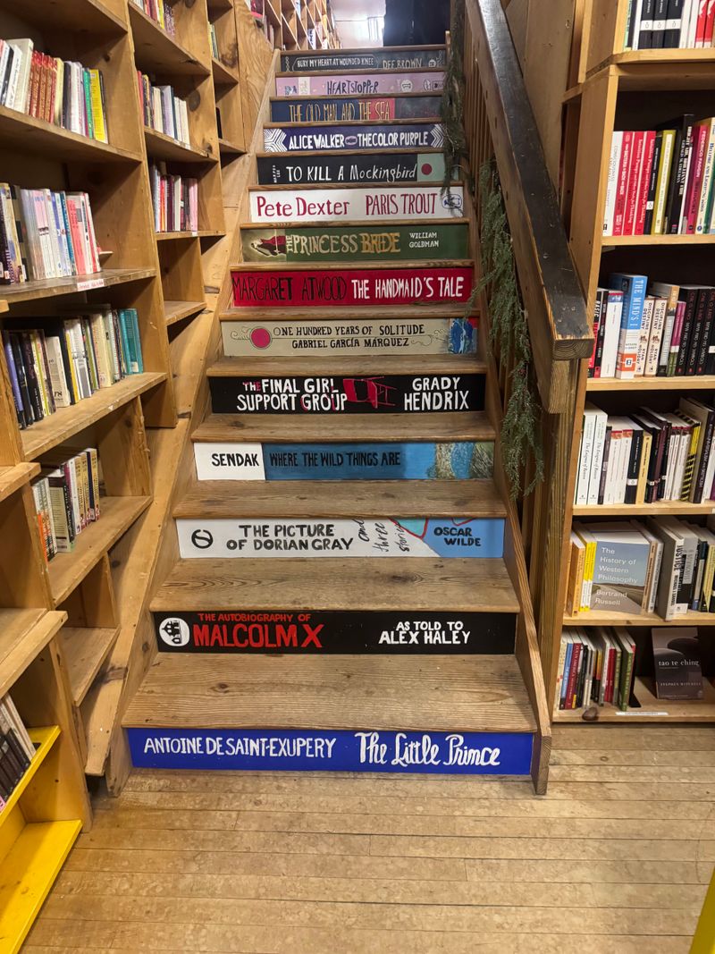 Staircase Painted Like Book Spines