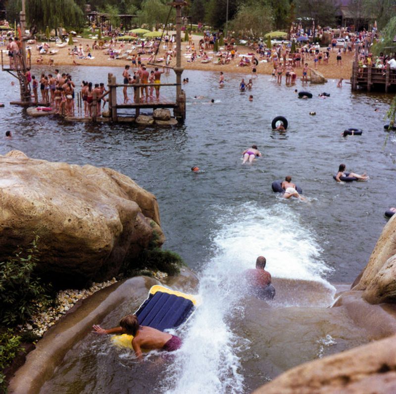 A Water Park Built Directly Into A Natural Lake System