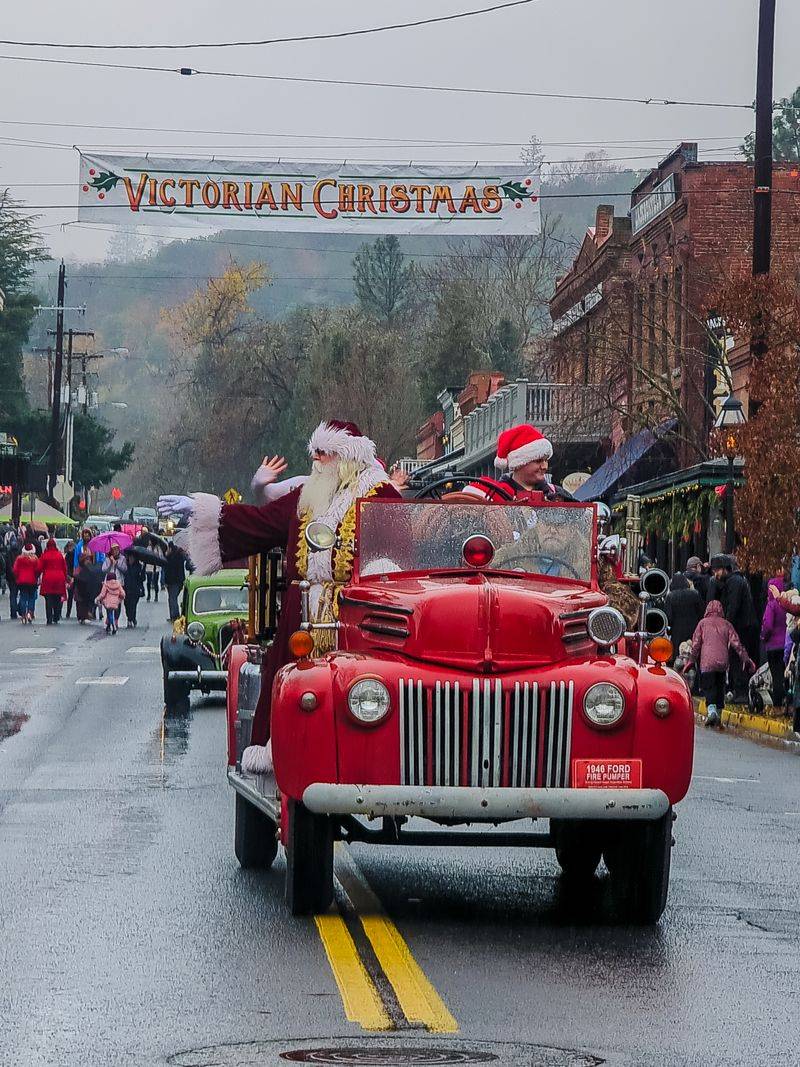 Father Christmas Walking Old Sidewalks