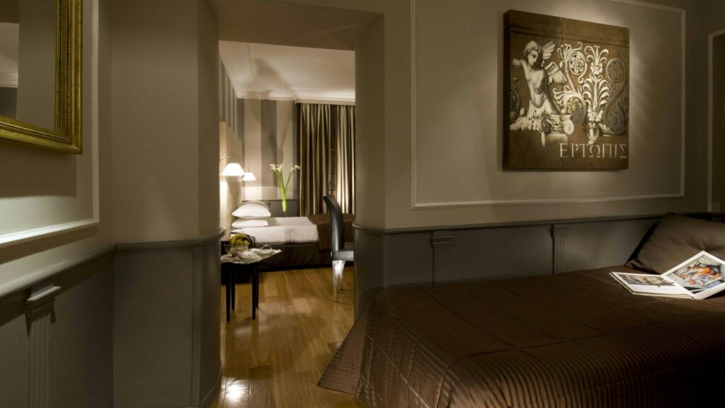 Family room in central Rome, Italy. Photo c. Hotel Duca d'Alba